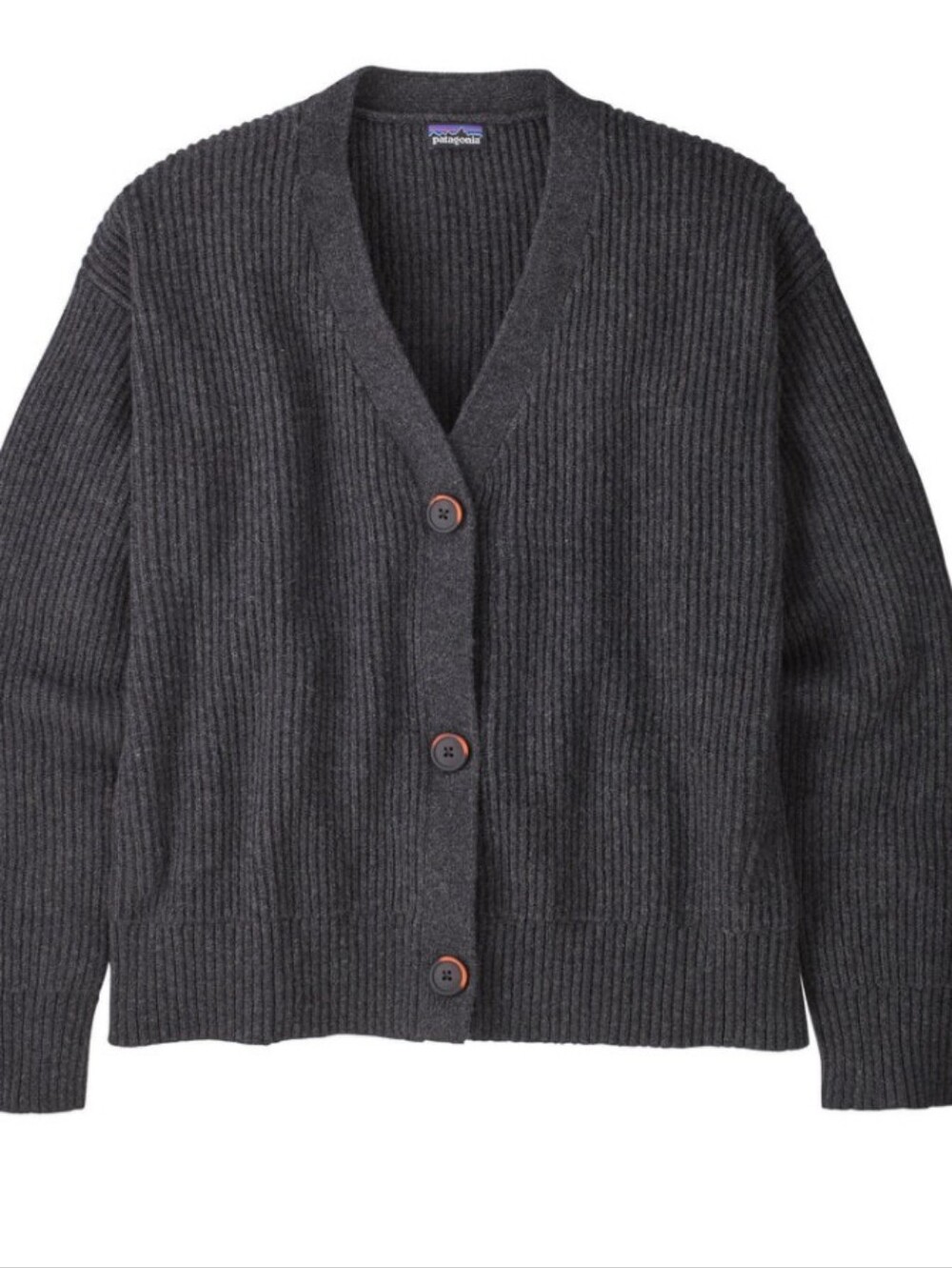 Patagonia Charcoal Ribbed V-Neck Button Cardigan